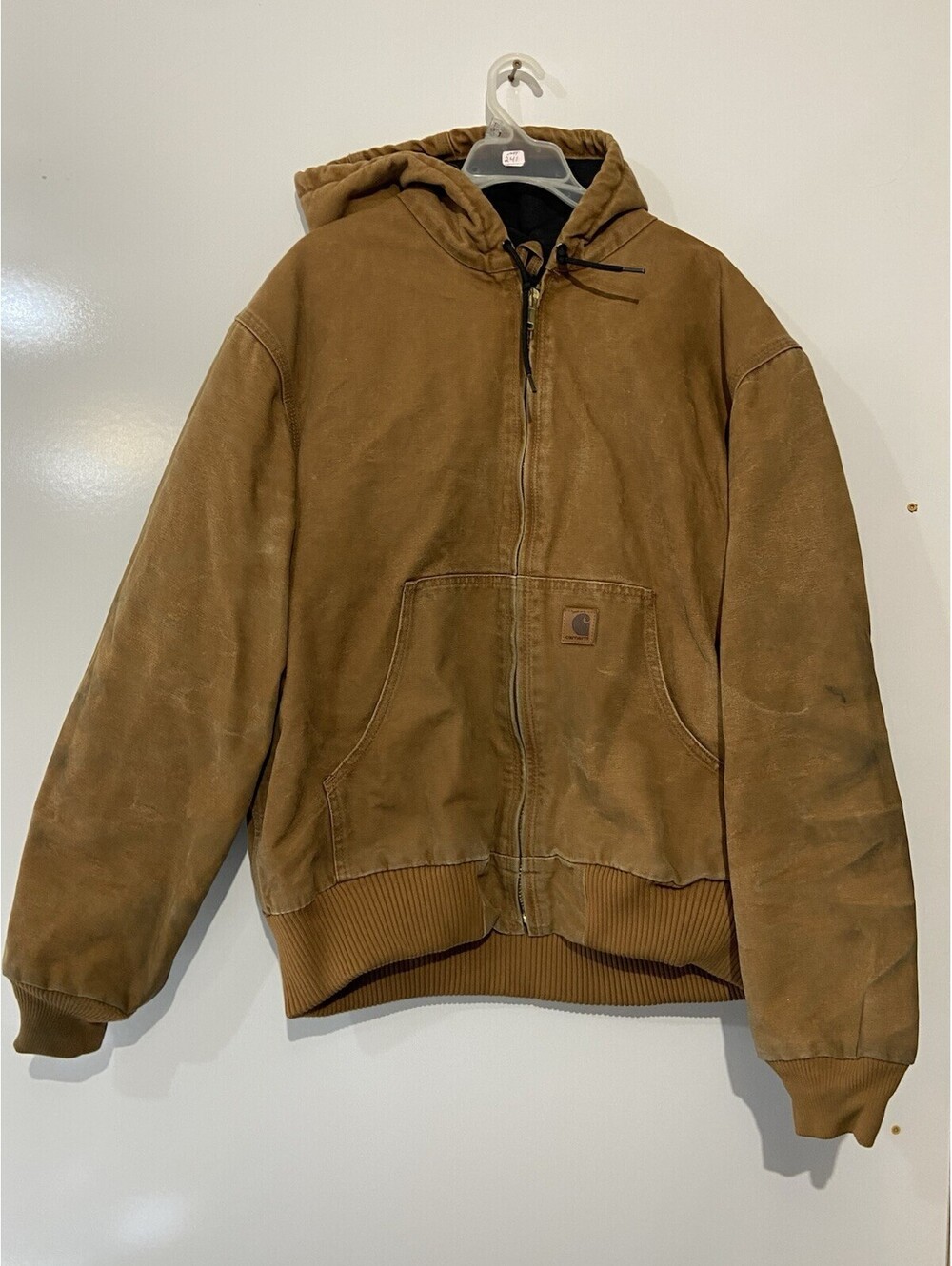 Mens CARHARTT Brown Sandstone Active Flannel Lined Jacket Sz L J130-211